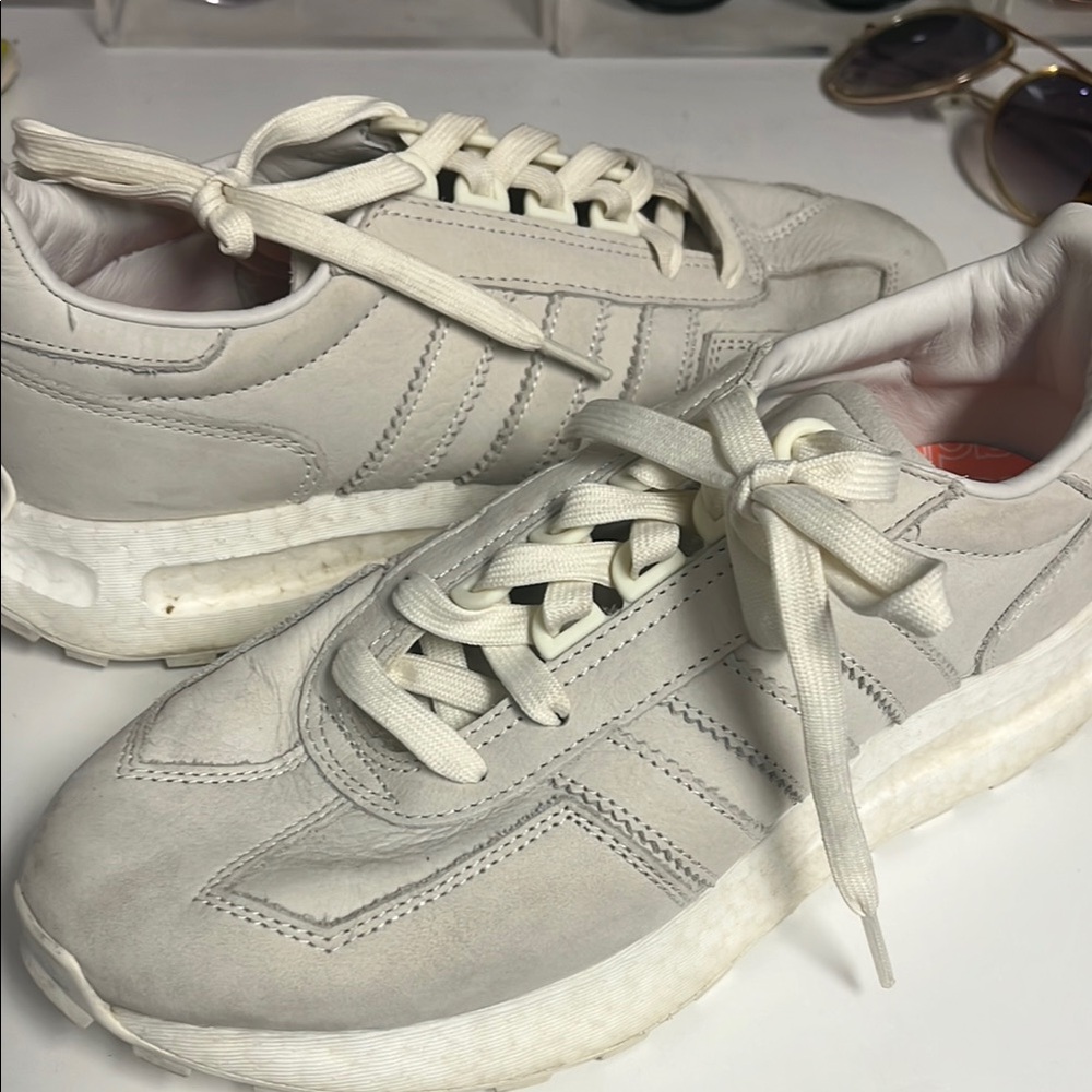 White Sneakers with Lace-Up Design